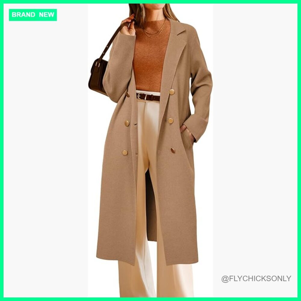 Wool Blend Double Breasted Long Cardigan Sweater Coat